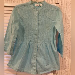 Ladies Size Medium Cato button Down Pleated Blouse